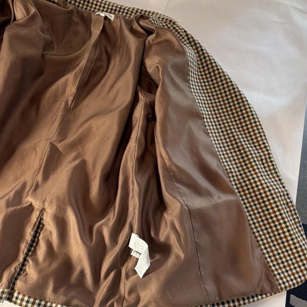 Moon River Women's Check Double-Breasted Lined Blazer Brown Beige M - Picture 13 of 13